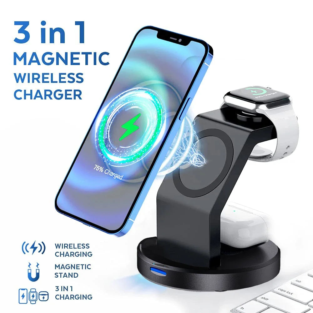 NovaCharge 3-in-1 Magnetic Wireless Charging Station